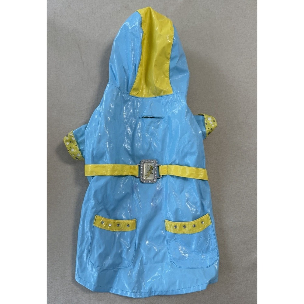 Disney Parks‎ Tinker Bell Dog Raincoat Jacket Blue Yellow Hooded Medium